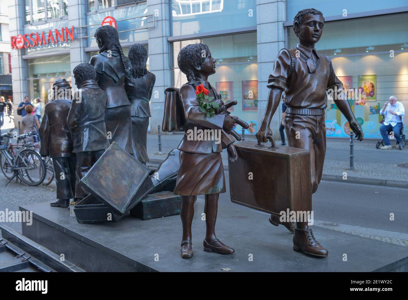 Denkmal, `Zuege ins Leben – Zuege in den Tod´, Friedrichstrasse, Mitte, Berlin, Deutschland Stock Photo